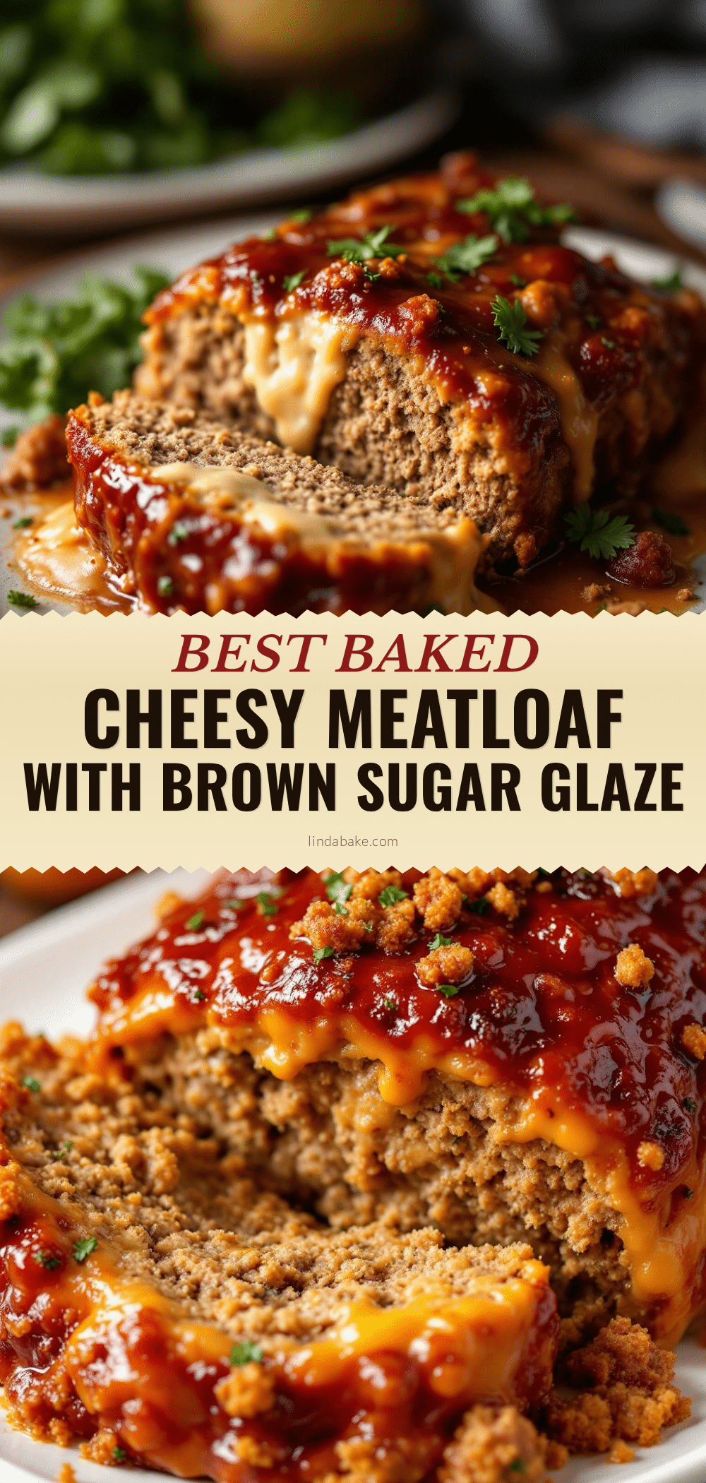 Best Baked Cheesy Meatloaf with Brown Sugar Glaze recipe