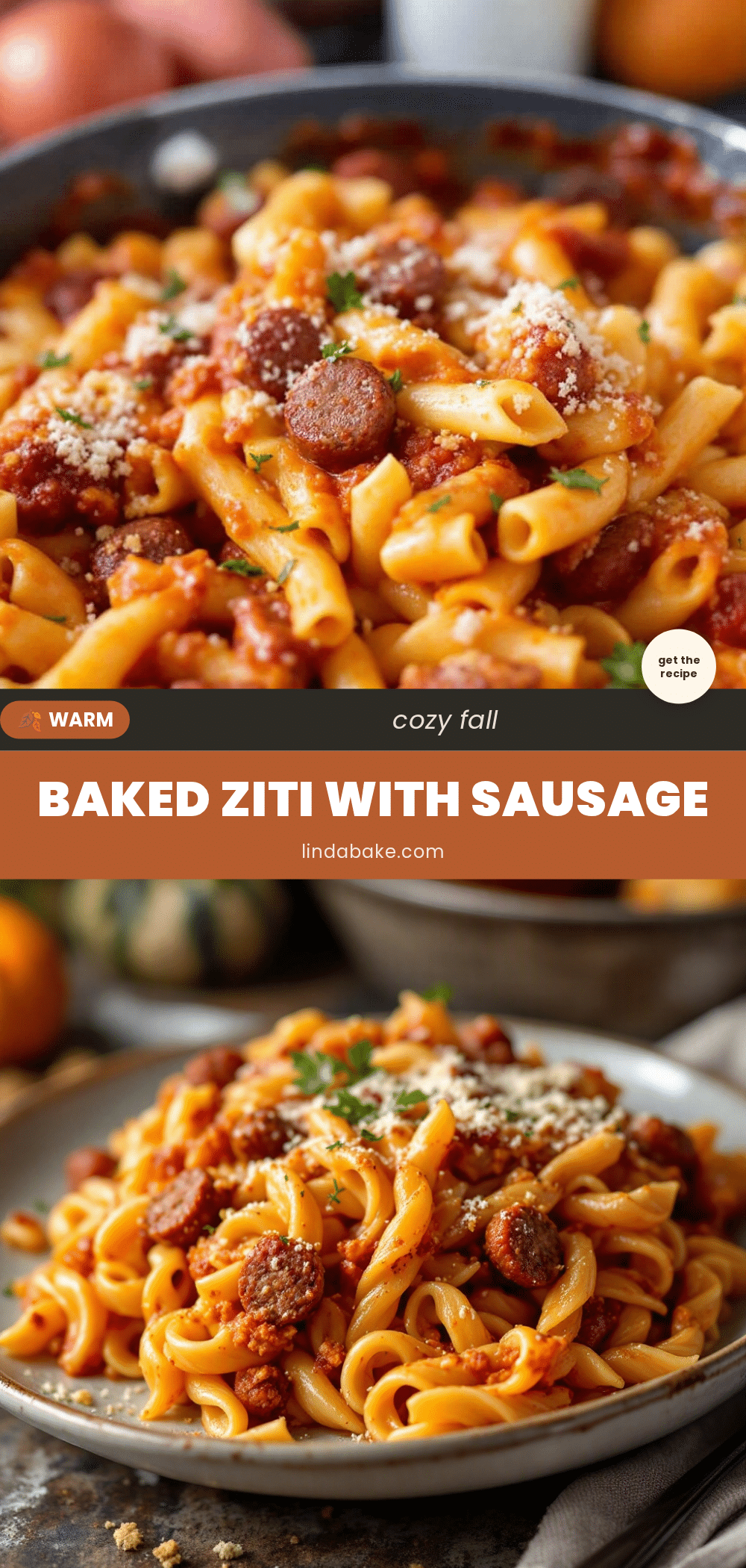 cozy baked ziti with Italian sausage recipe