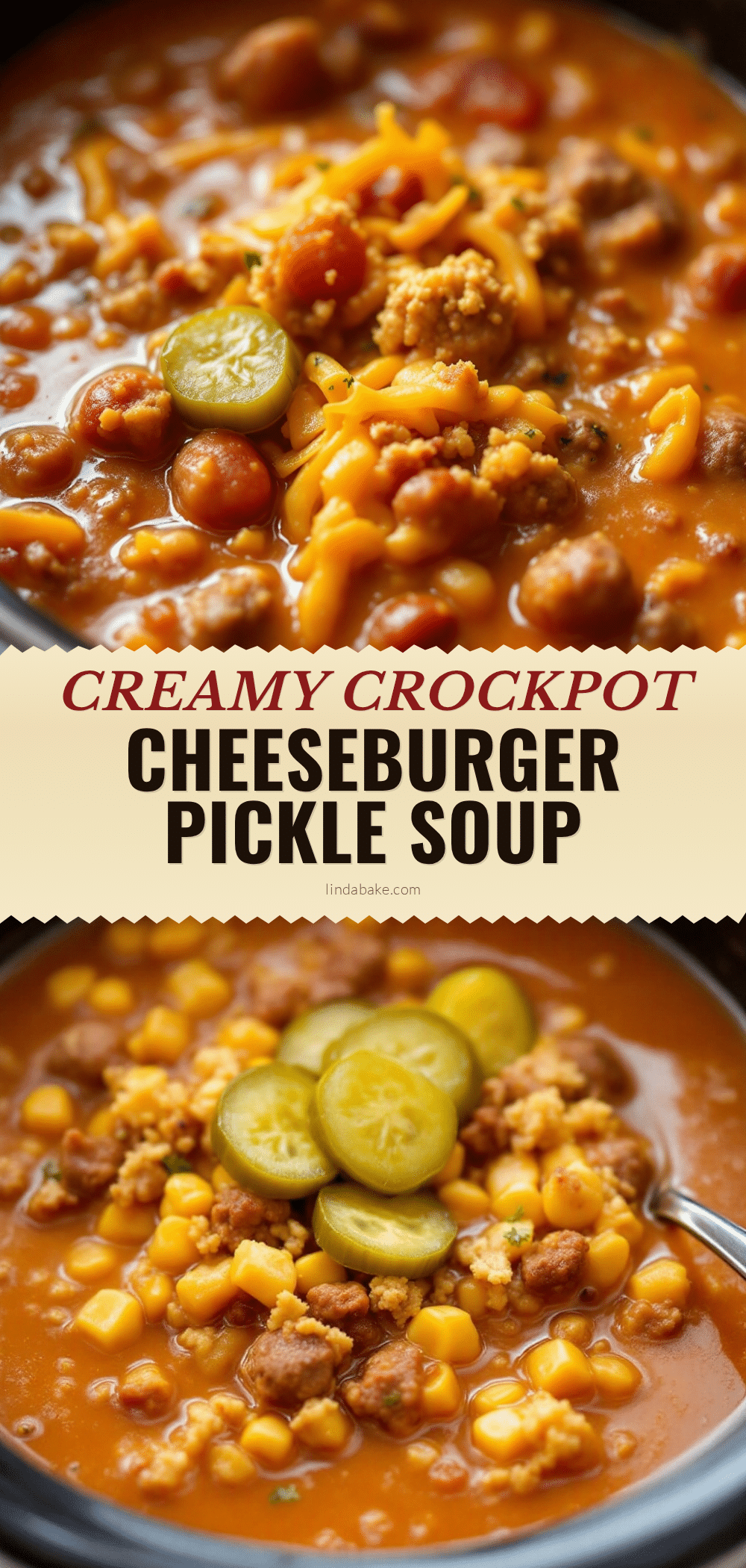 creamy crockpot cheeseburger soup with pickles recipe