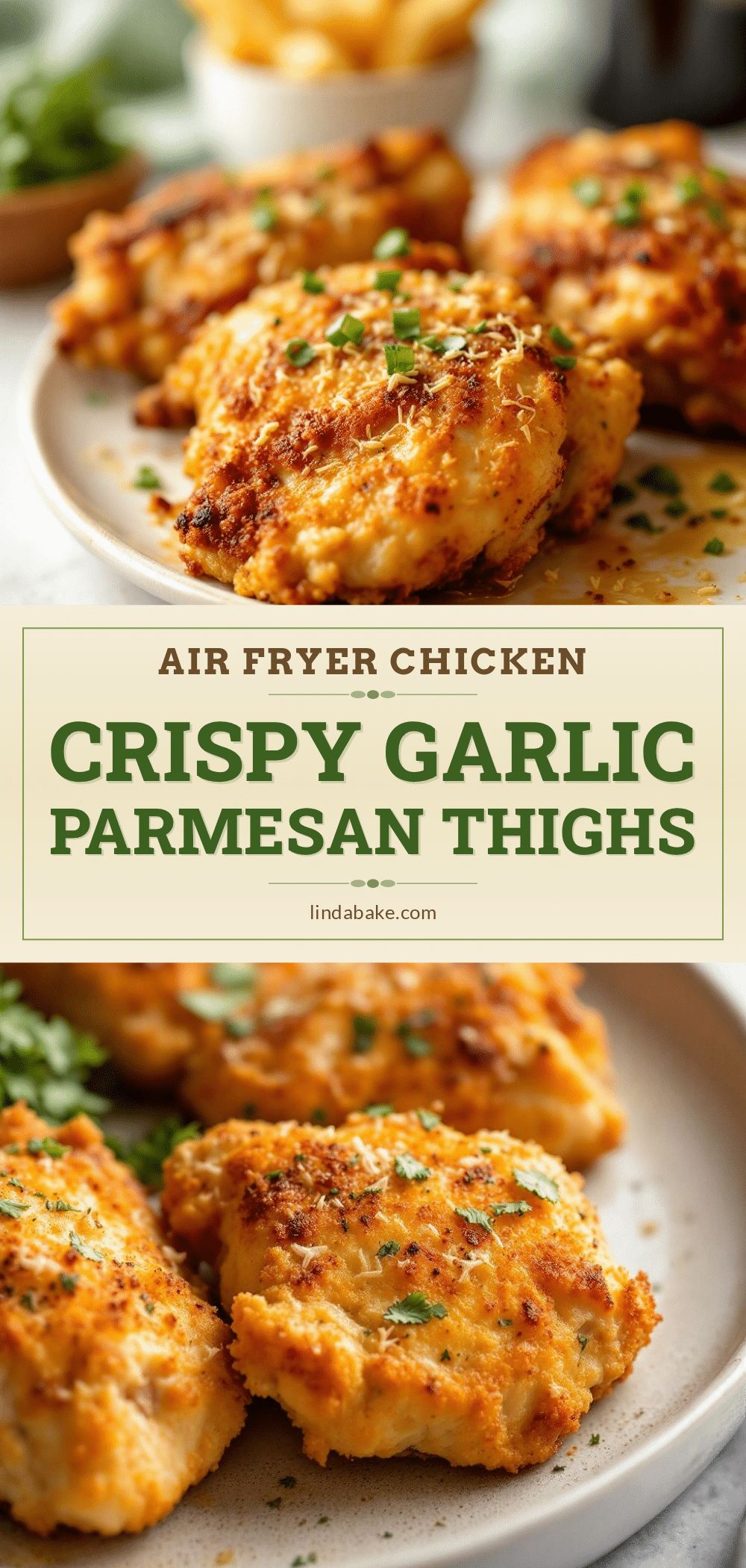crispy air fryer chicken thighs with garlic parmesan recipe