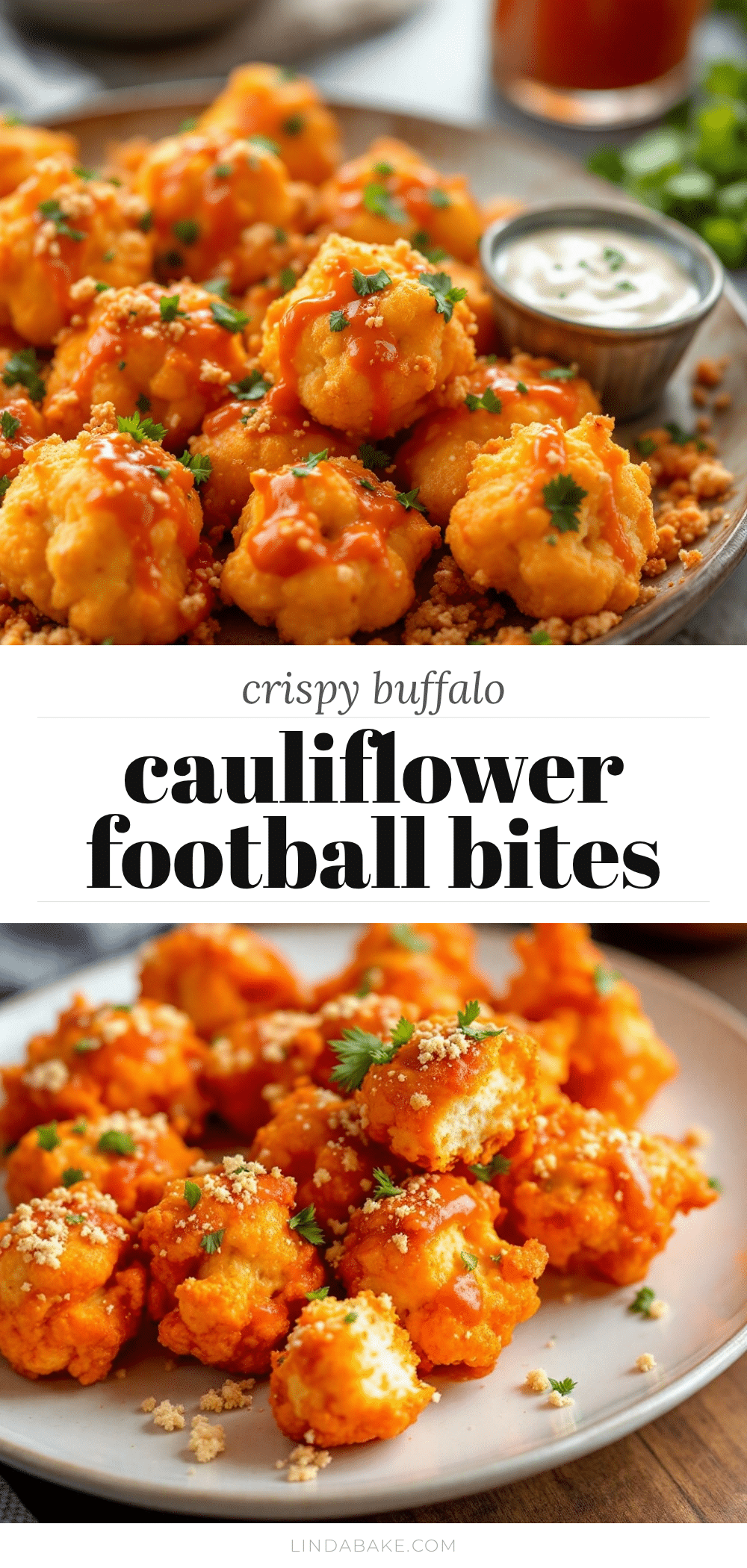 crispy buffalo cauliflower football bites recipe