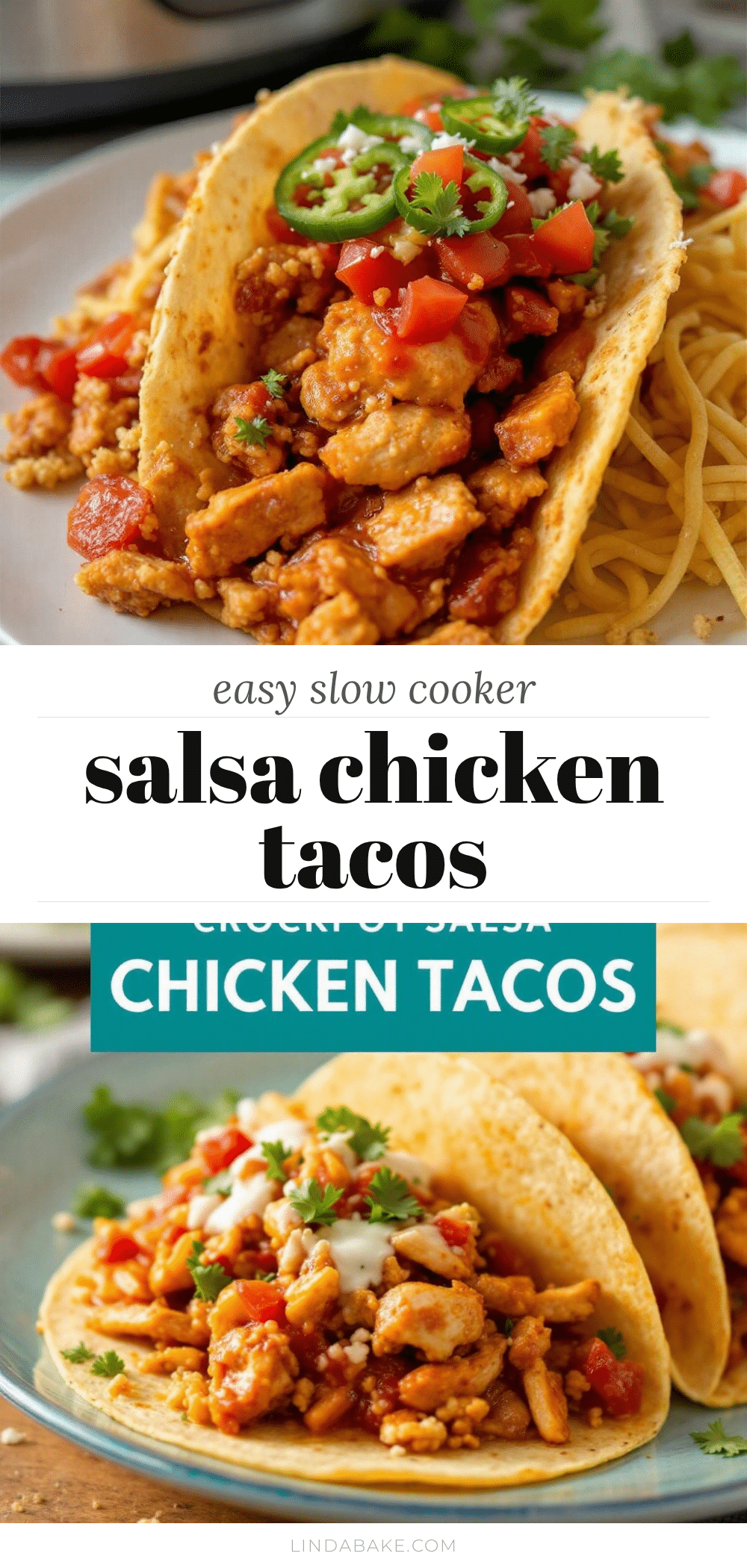 crockpot salsa chicken tacos recipe