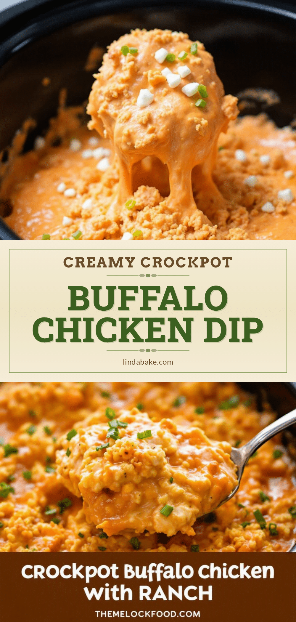 Easy Crockpot Buffalo Chicken Dip with Ranch recipe