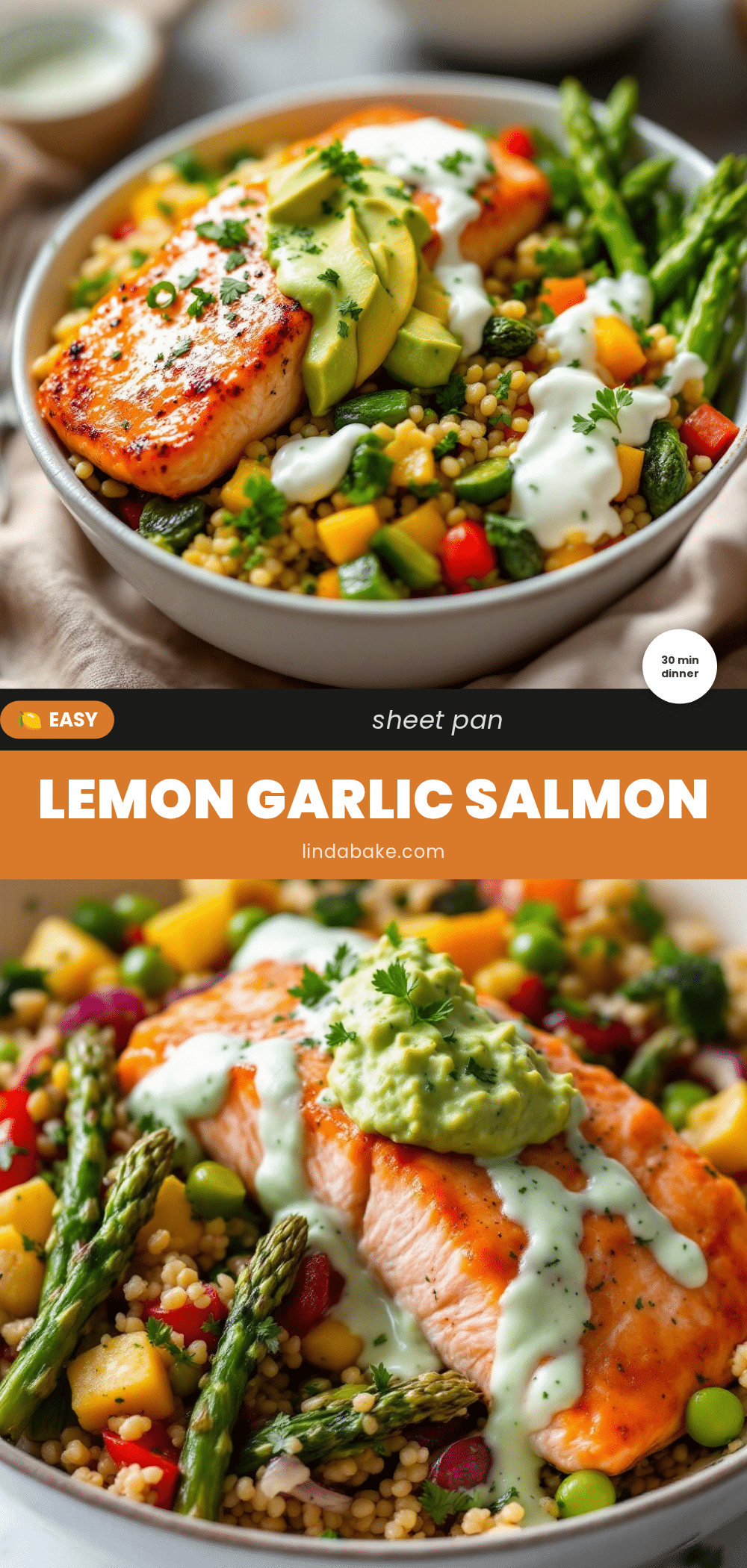 easy lemon garlic salmon sheet pan dinner recipe