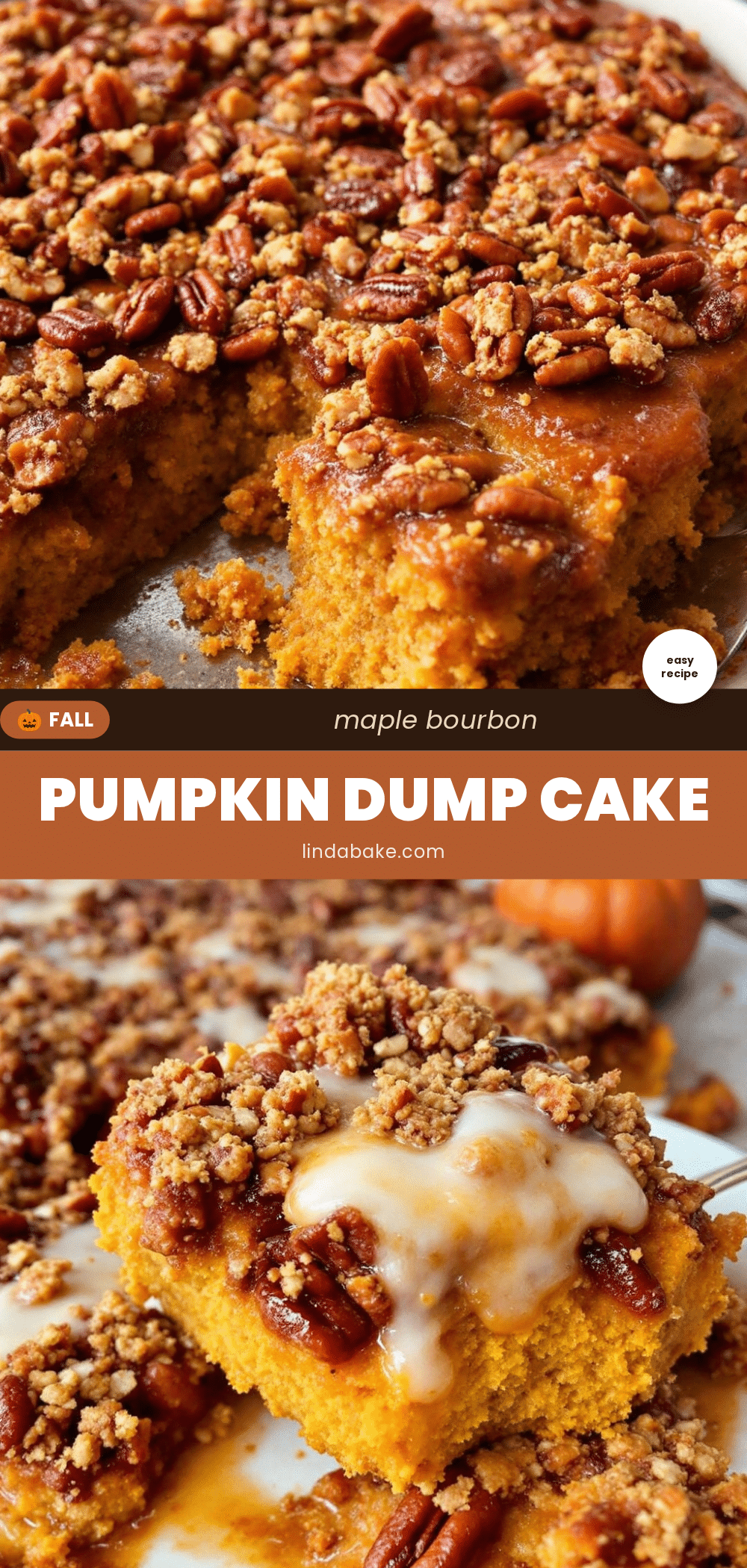 Easy Maple Bourbon Pecan Pumpkin Dump Cake recipe
