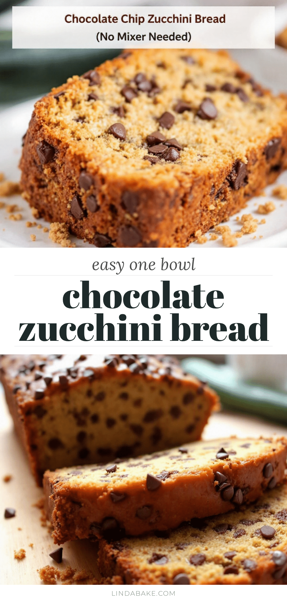 Easy One Bowl Chocolate Chip Zucchini Bread recipe