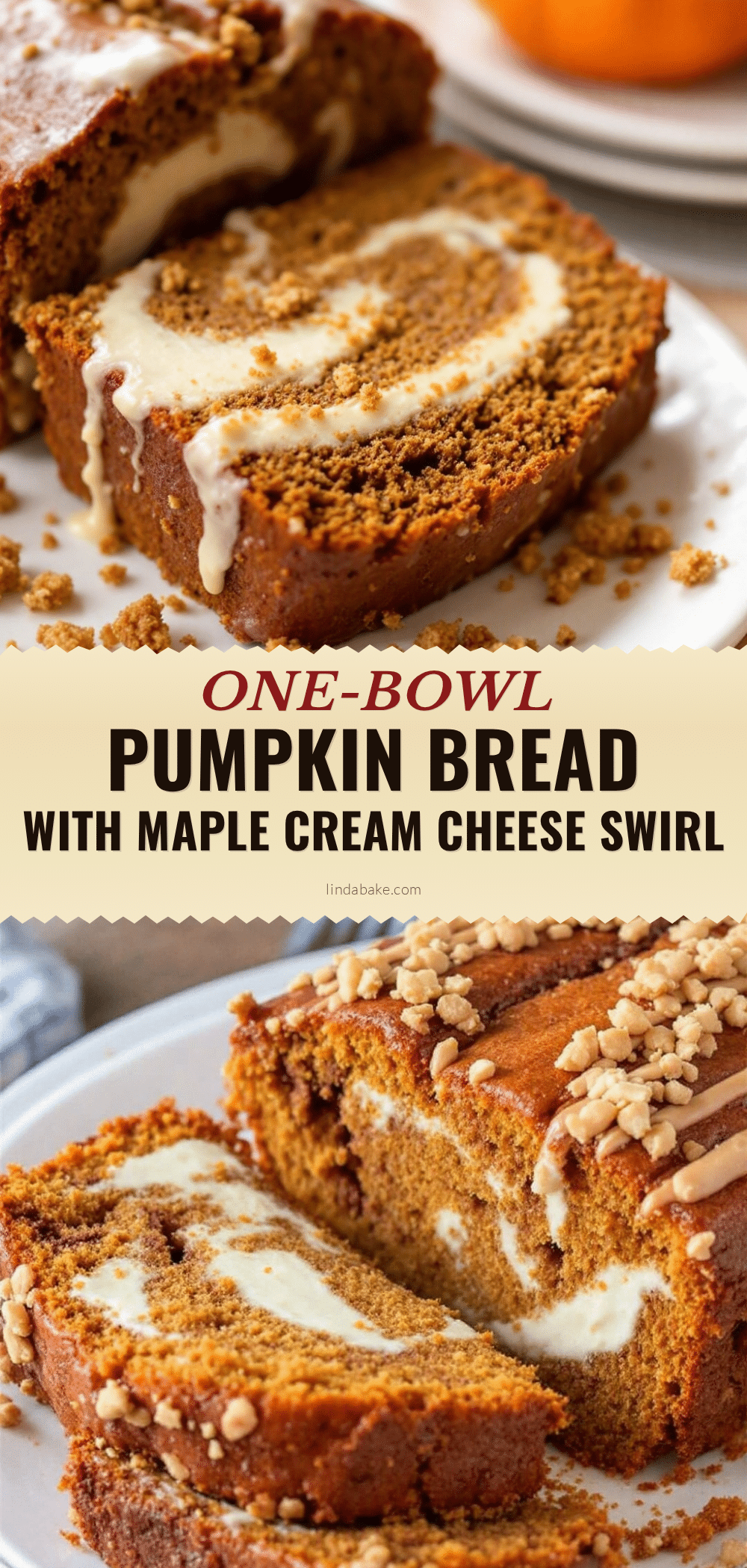 Easy One-Bowl Pumpkin Bread with Maple Cream Cheese Swirl recipe