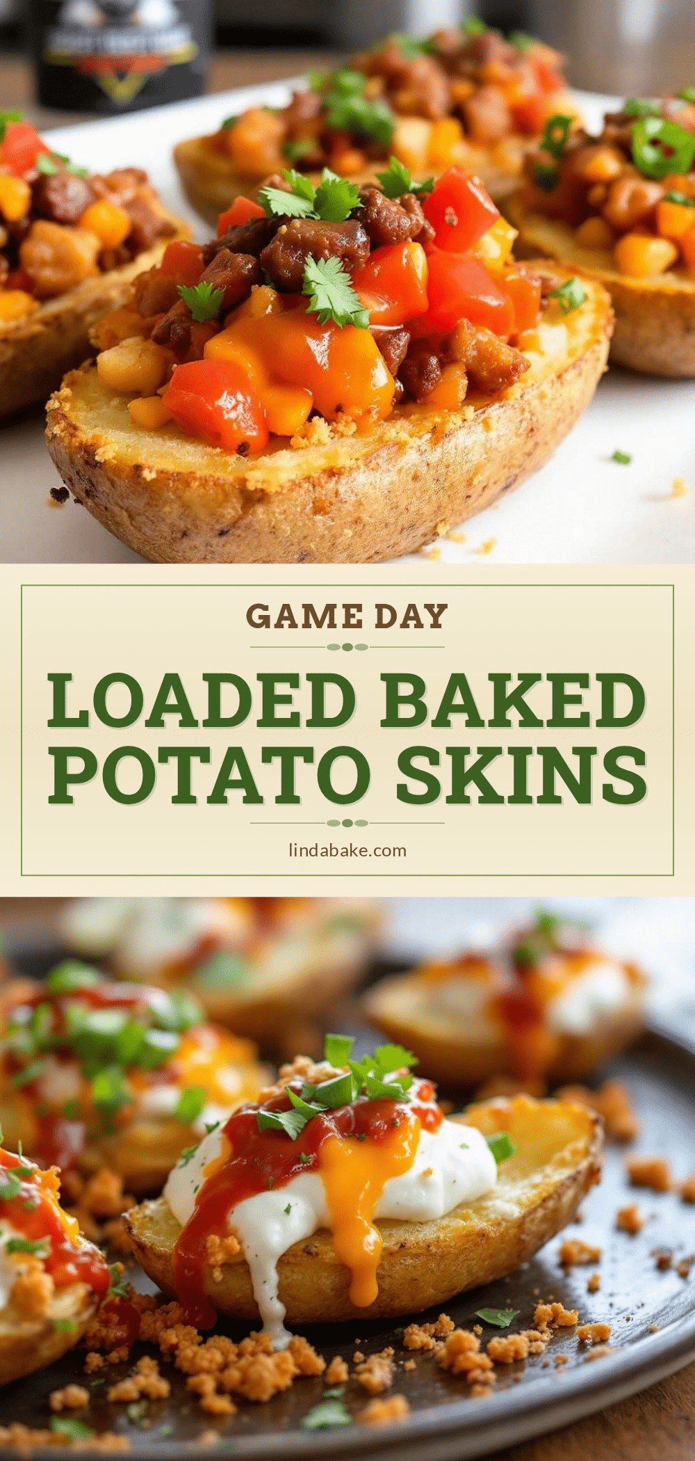 game day loaded baked potato football skins recipe