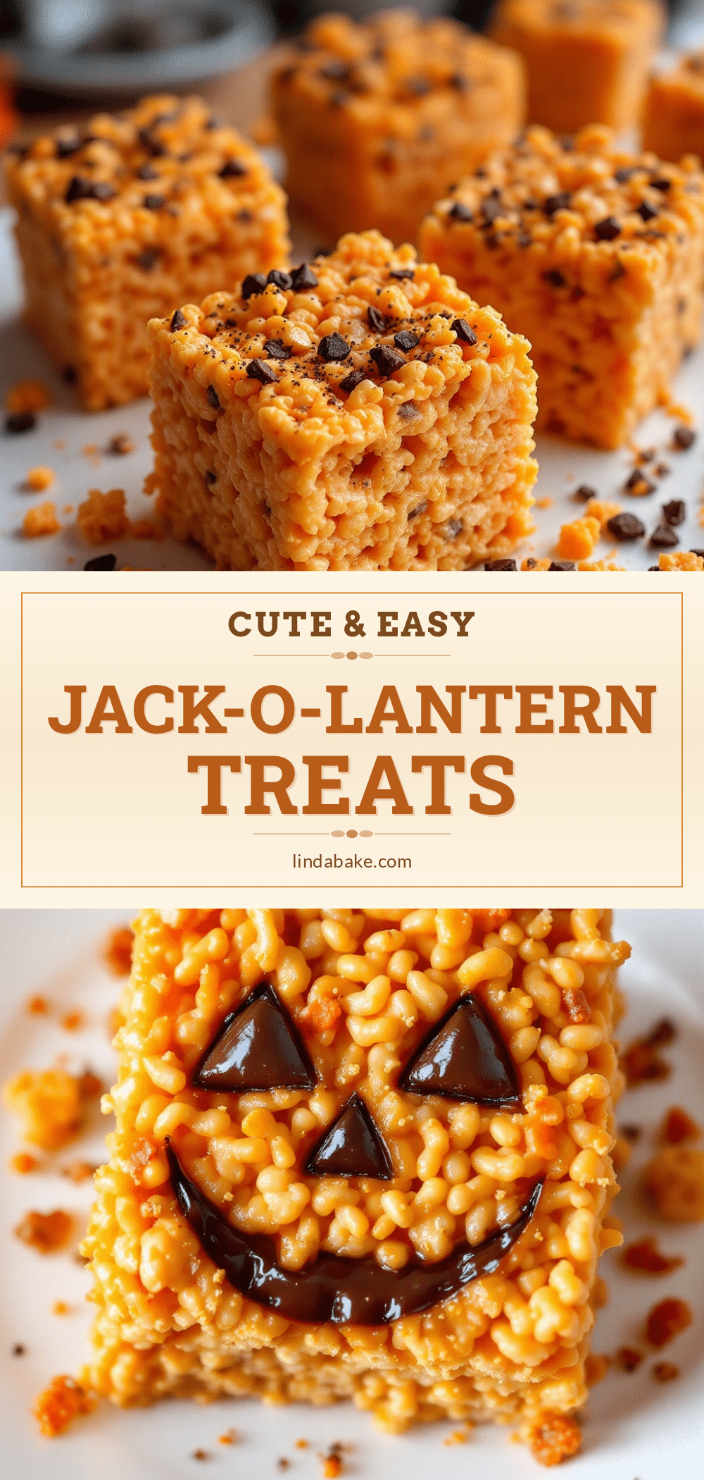 Jack-O-Lantern Rice Krispie Treats recipe