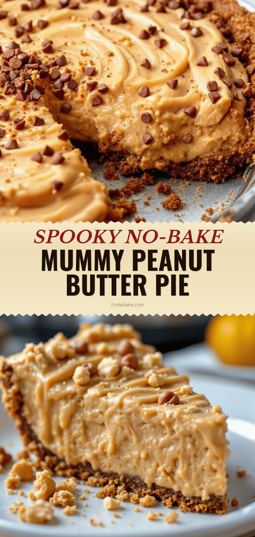 No-Bake Mummy Peanut Butter Pie recipe