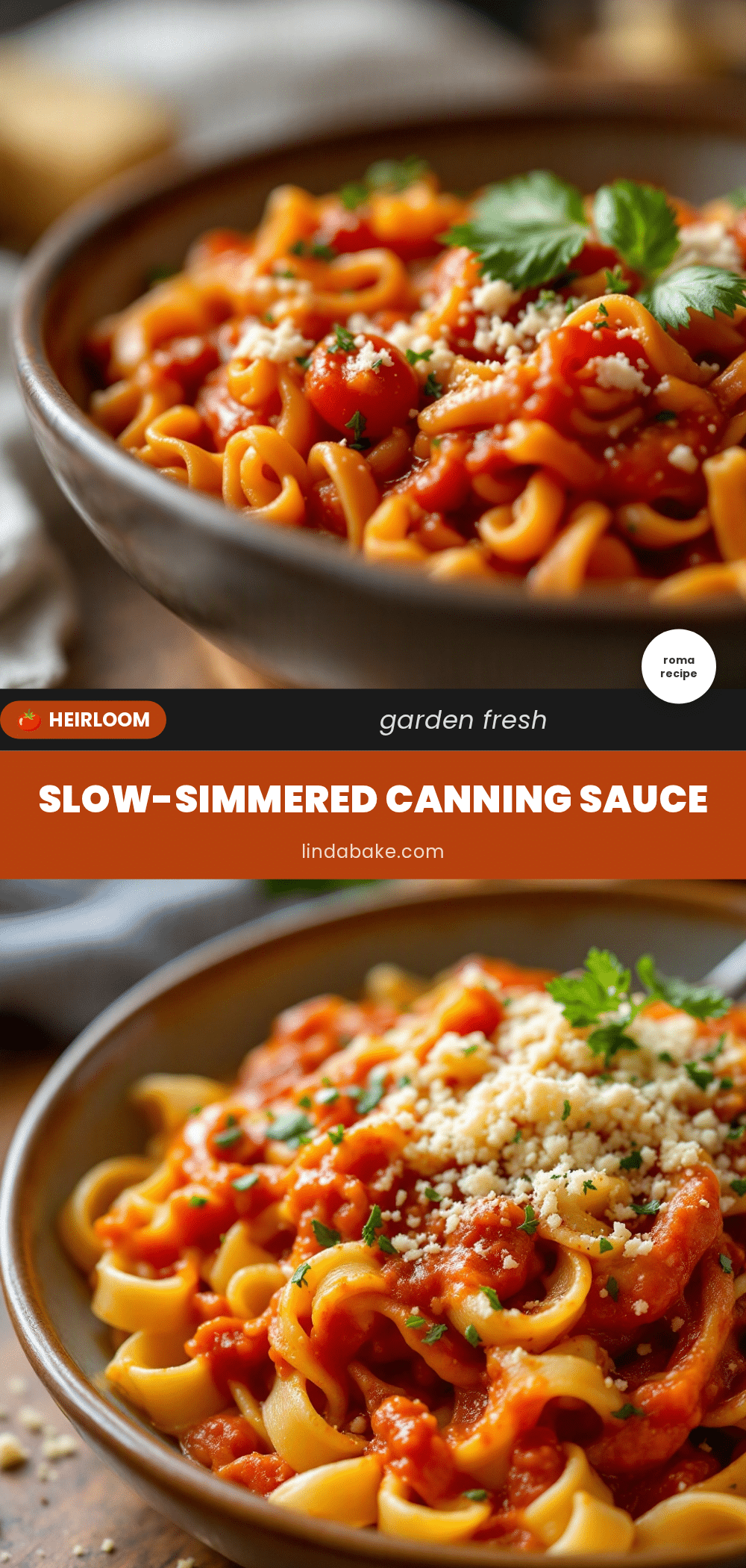 perfect slow-simmered Roma tomato canning sauce recipe