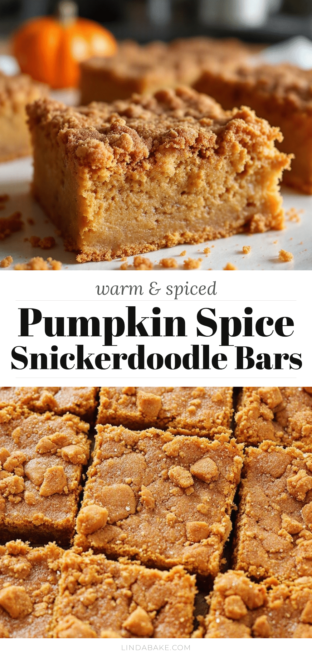 pumpkin spice snickerdoodle cookie bars recipe