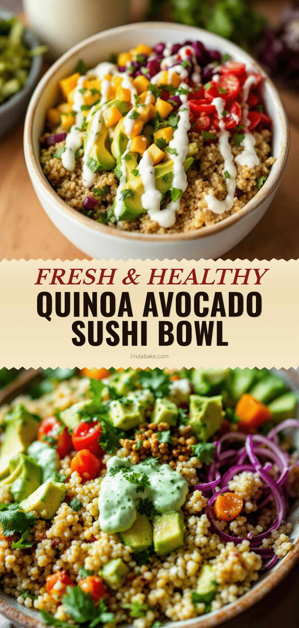 quinoa avocado sushi salad bowl recipe