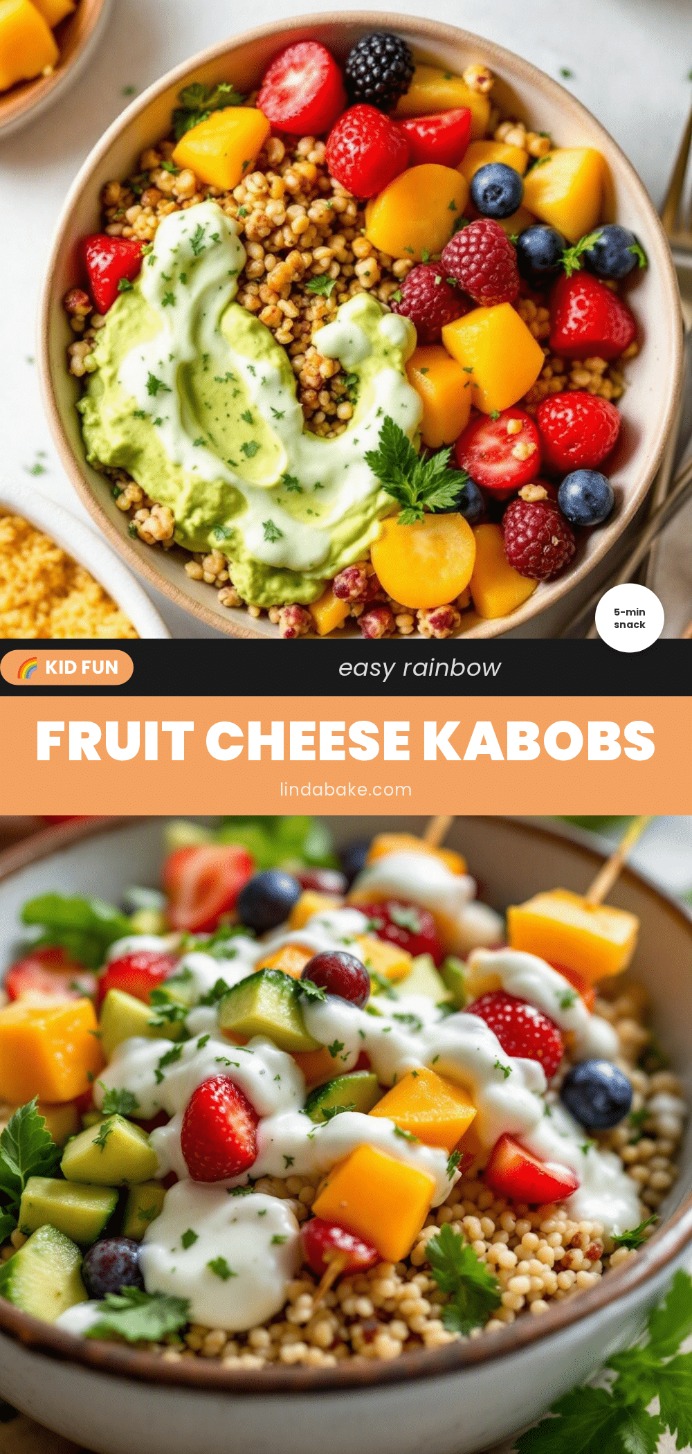 rainbow fruit and cheese kabobs recipe