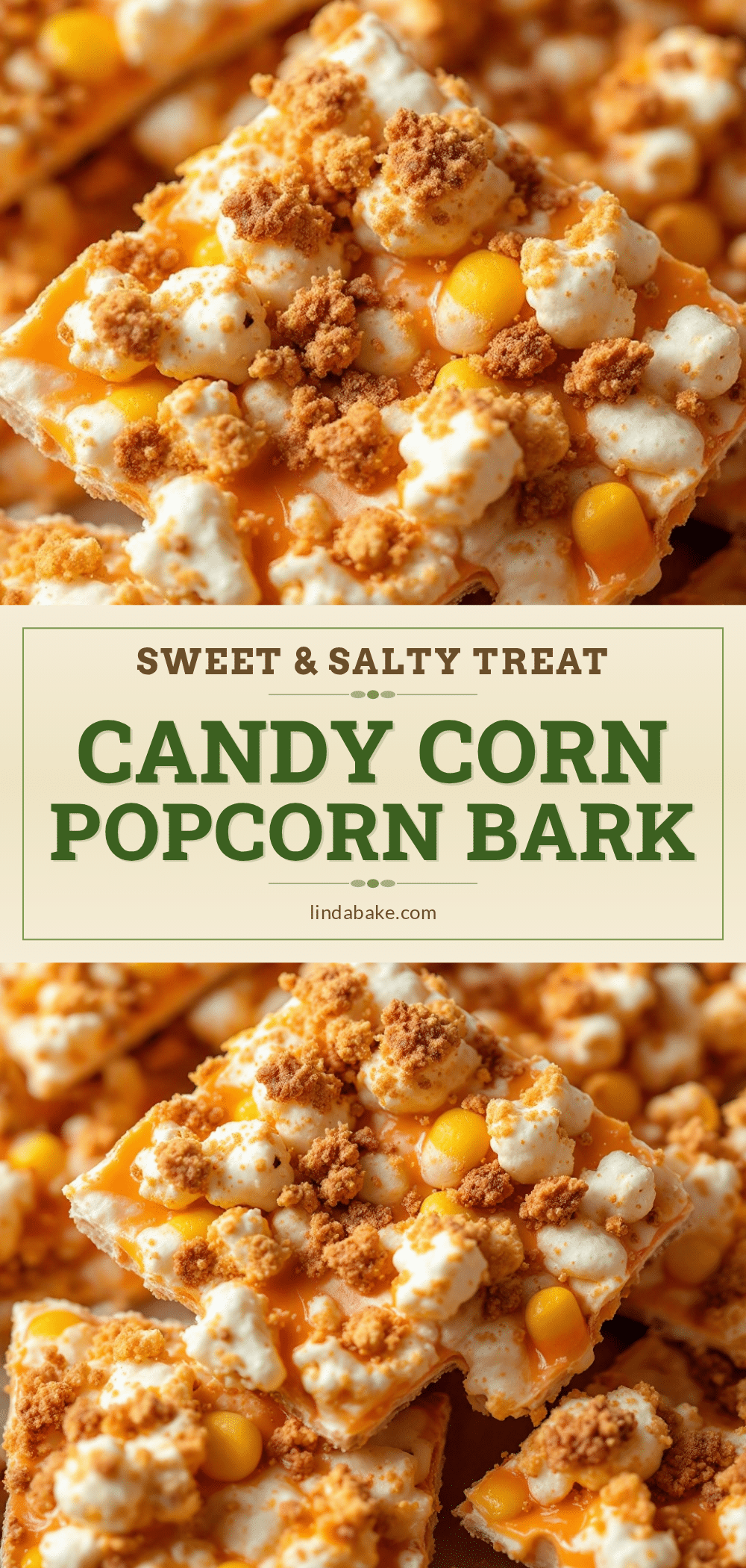 Candy Corn Popcorn Bark recipe