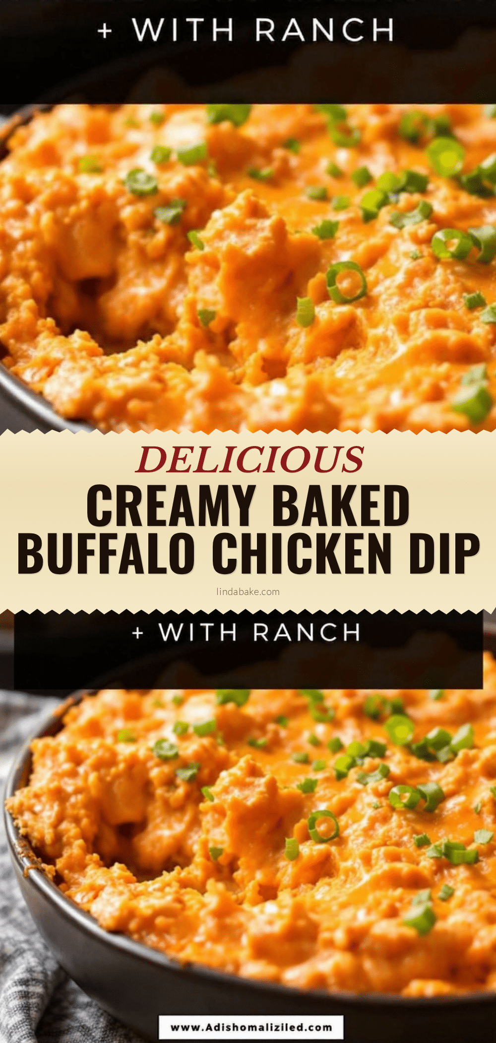creamy baked buffalo chicken dip with ranch recipe