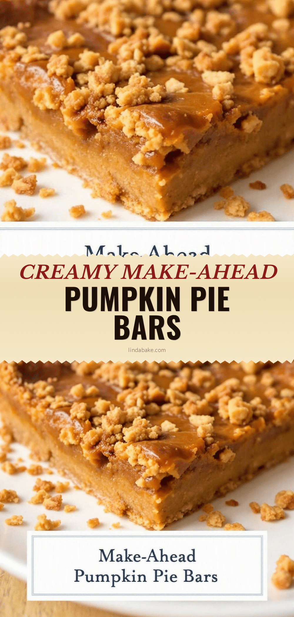 Creamy Make-Ahead Pumpkin Pie Bars recipe