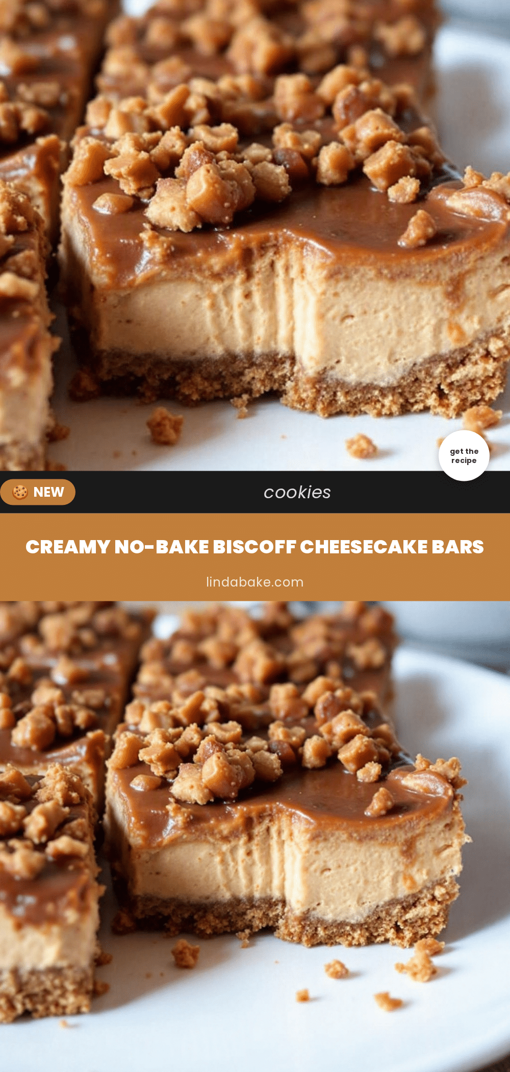 creamy no-bake Biscoff cheesecake bars recipe