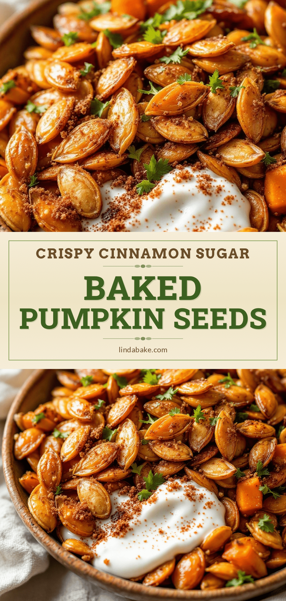 Crispy Cinnamon Sugar Baked Pumpkin Seeds recipe