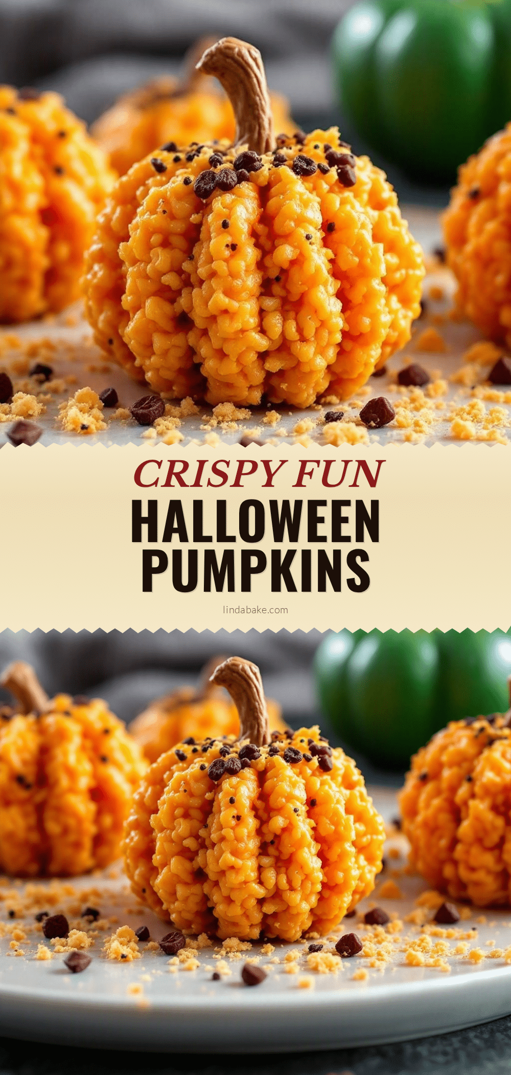 Easy Halloween Rice Krispie Treat Pumpkins recipe