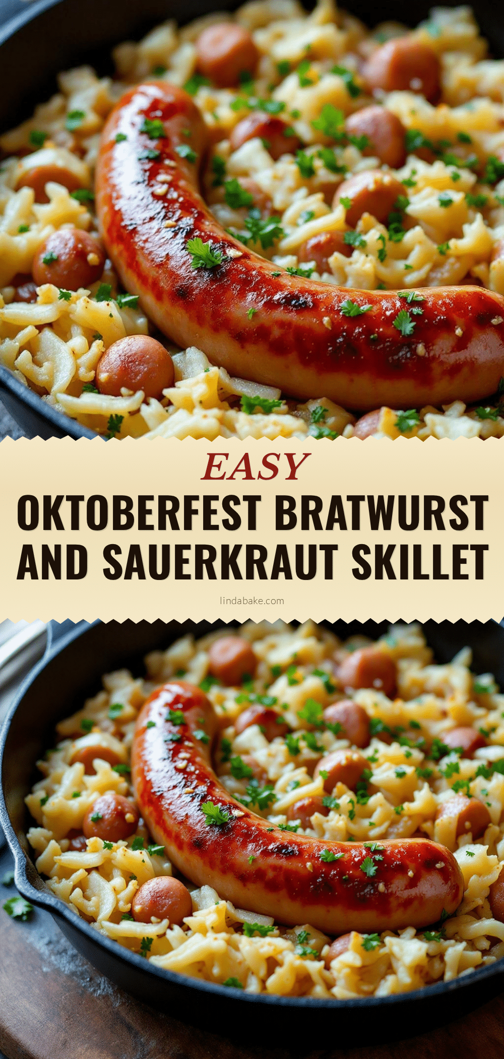 Oktoberfest Bratwurst and Sauerkraut Skillet recipe