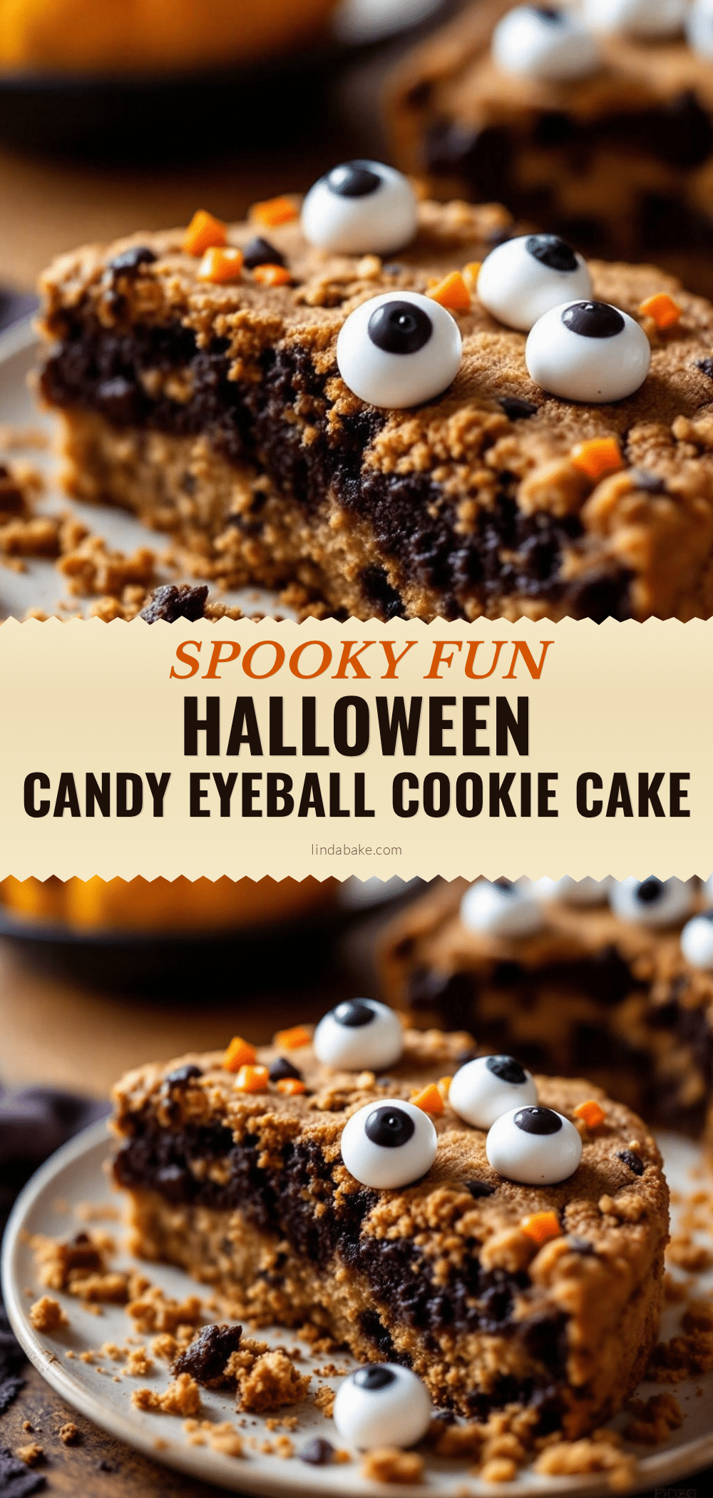 Spooky Halloween Cookie Cake with Candy Eyeballs recipe