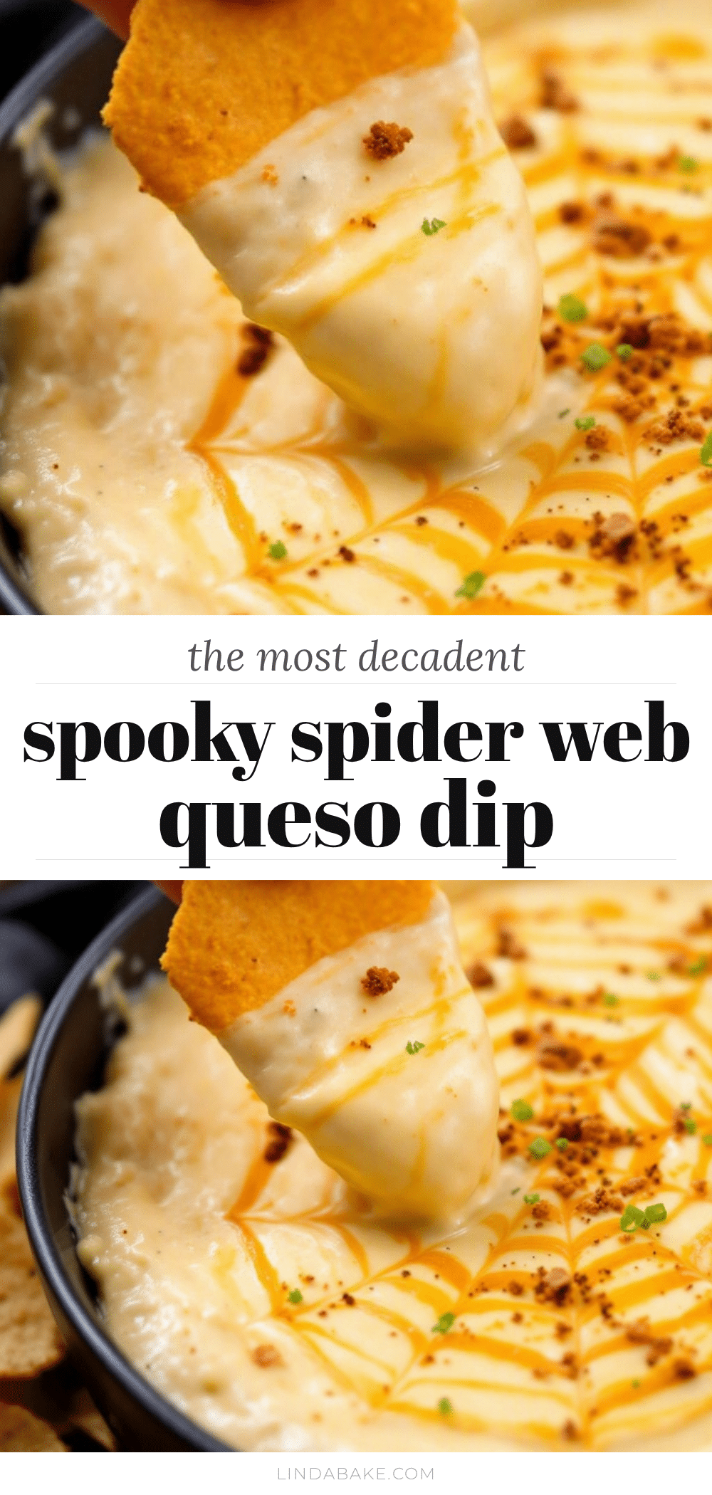 Spooky Spider Web Queso Dip recipe